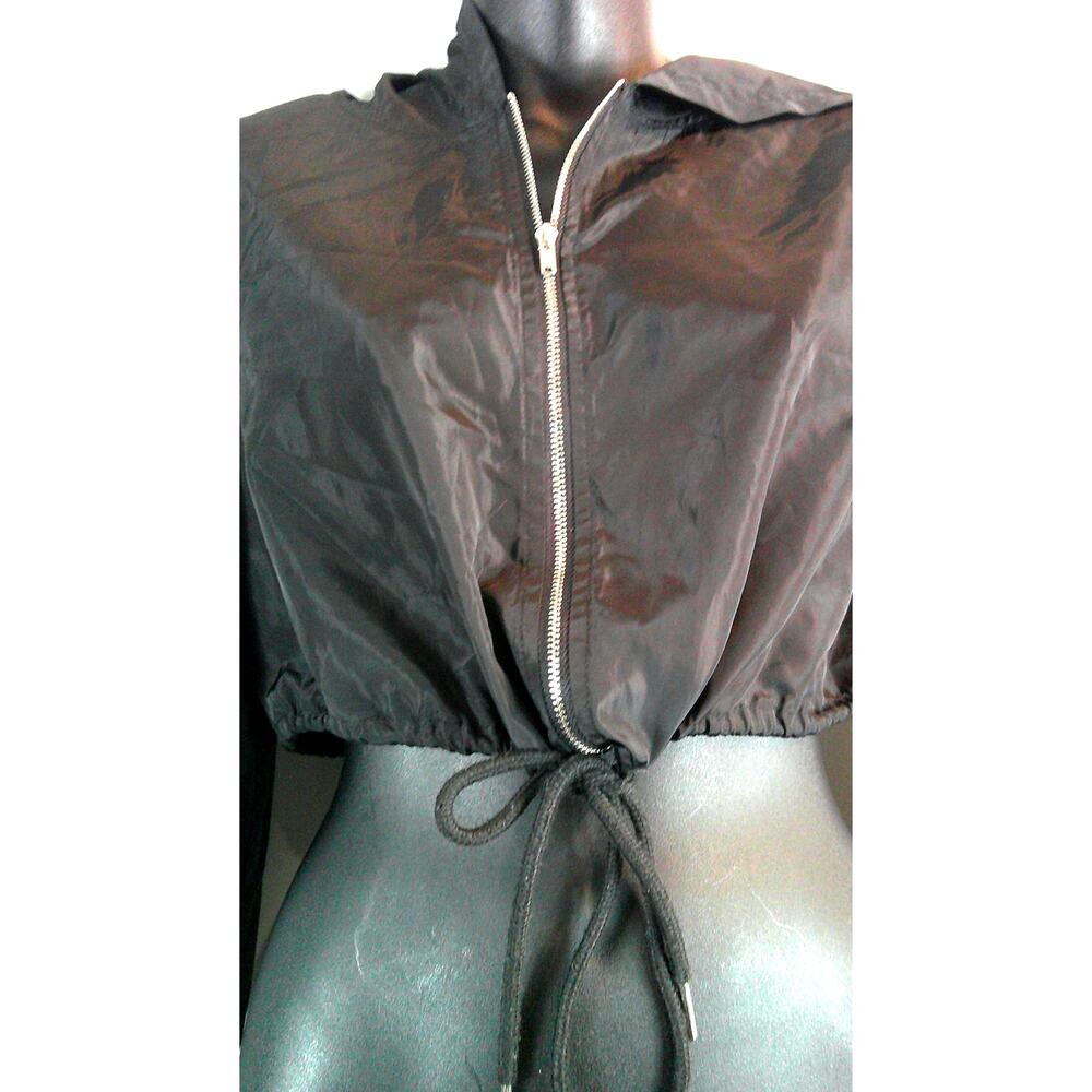 Shein Small Women's Cropped Hooded Windbreaker Jacket Zip up - Picture 3 of 5
